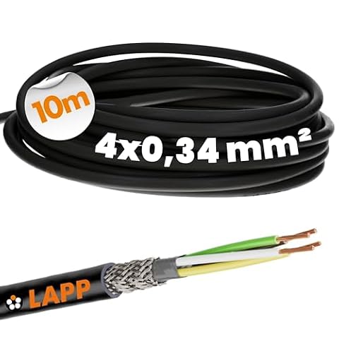 10 metrów Lapp 1030497 LiYCY – ekranowany przewód sterujący 4 x 0,34 mm², odporny na promieniowanie UV, do sygnałów, transmisji danych na zewnątrz oraz lutowania