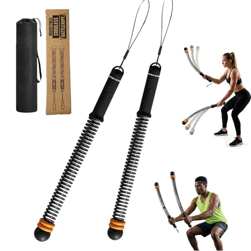 Adjustable Ropeless Battle Ropes - Cordless Weighted Training Ropes for Home Gym | HIIT Workouts | Portable Exercise Equipment for Full Body Strength Training (Black)