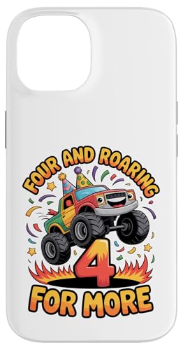 Four and Roaring for More Funny 4th Birthday�g���b�N �X�}�z�P�[�X iPhone 14 �p