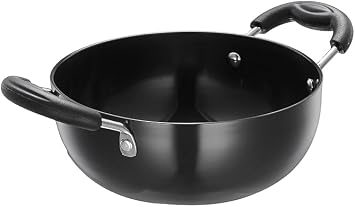 ZenithCart Deep Kadhai | Hard Anodized Non-Stick Kadai with Induction Base | Aluminium Frying Pan with Bakelite Handle | 2 Liter | Ideal for Indian Cooking | Black