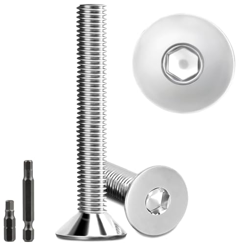 Lot de 20 vis à tête fraisée M8 x 40 mm en acier inoxydable à six pans creux M8 Vis en acier inoxydable DIN 7991/ISO 10642 Vis à tête fraisée vis filetées vis à tête fraisée avec 2 embouts de