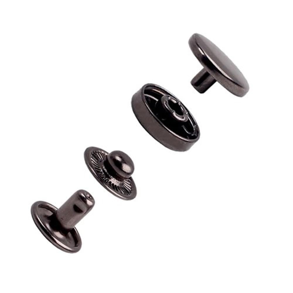 Set di 50 bottoni automatici in pelle, kit di fissaggio a scatto da 10 mm, con 4 strumenti di installazione per cucire abbigliamento, bracciali, giacche, borse, cintura, artigianato fai da te (nero