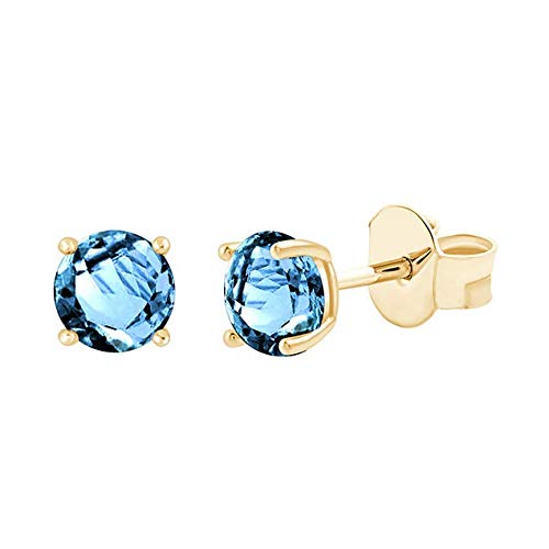 Boucles d'oreilles topaze bleue en or jaune, le cadeau d'anniversaire idéal pour femme