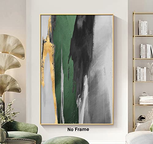 Abstract Green And Gold Canvas Wall Art Geometric Abstract Painting Dark Green Painting For Walls Large Minimalist Abstract Art Green And Gold Posters For Living Room Bedroom Decor 16X24Inch No Frame #TOP4