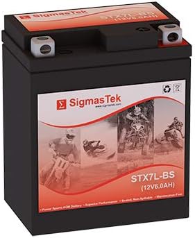 SigmasTek STX7L-BS SLA Battery Compatible With Kawasaki 250CC KL250 Super Sherpa, 2000-2004 Motorcycle Battery Replacement