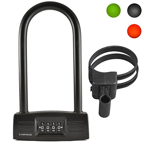 Lumintrail LK20708 Combination 14mm Bicycle U-Lock with Mounting Bracket and Optional 4-Foot Braided