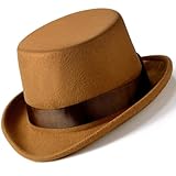 Shihanee Victorian Top Hat Circus Show Hat Cowboy Hat for Adults Halloween Cosplay DIY(Brown,Top Hat)