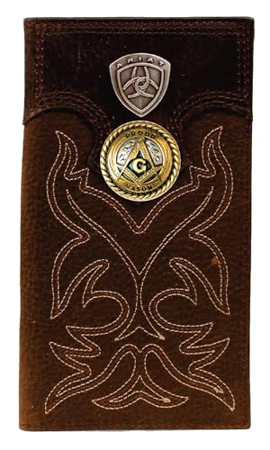 Custom Masonic Square and Compasses Premium Shield Long Wallet Brown