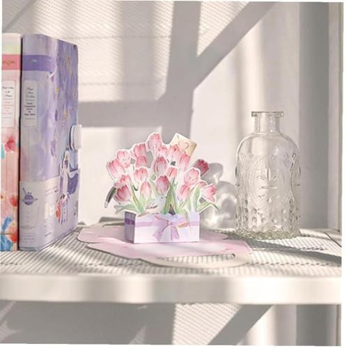 Image of Pink 3D Mother'S Day Up Cards Anniversary Up Cards Gift For Birthday Anniversary Wedding