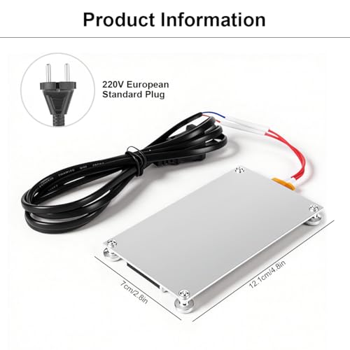 Image of Serplex EU Plug LED Soldering & Desoldering Hot Plate 12.1x7cm Rework Aluminum Heating Board, Plug-and-Play LED SMD Soldering Plate LED Repair Tool