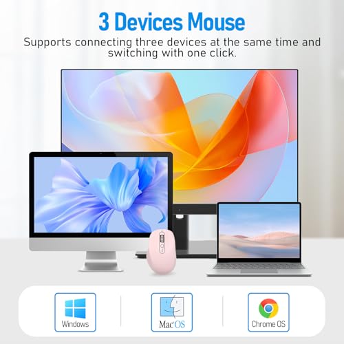 INFINMIND Multi-Device Wireless Bluetooth Mouse, Pink - Image 5