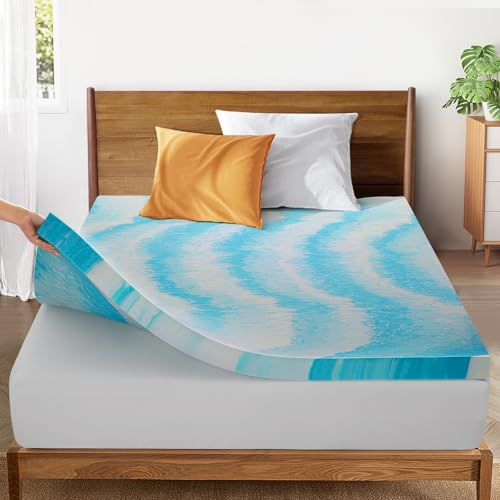 2 Inch Memory Foam Mattress Topper, Soft Gel Infused Mattress Pad, Bed Topper, CertiPUR-US Certified, Queen Size
