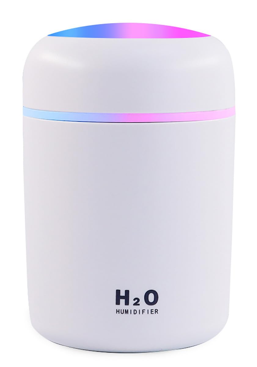 Mini Air Humidifier, Essential Oil Diffuser Aromatherapy Home Aroma with Colorful Cycling Light, 2 Mist Modes and Auto Shut-Off Anion Air Diffuser for Bedroom Kitchen Office White