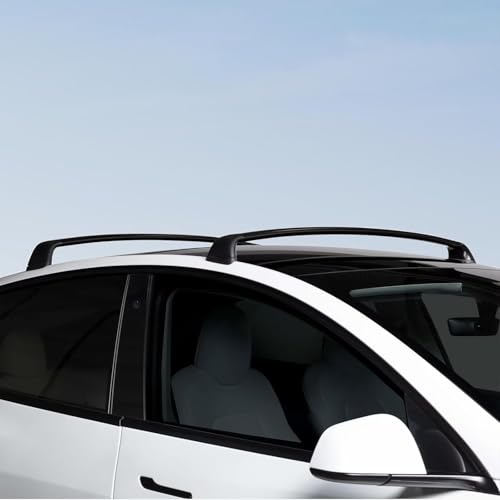 Cross Bars for Tesla Model Y Roof Rack 2020-2024, Aluminum Cargo Carrier with Quiet Anti-Noise Design for Kayak Bike Ski, Matte Black Rooftop Bars, Not for 2025 2026 Model Y Juniper or Tesla S 3 X
