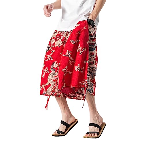 Pantalon large homme Harajuku rouge taille 4XL D03