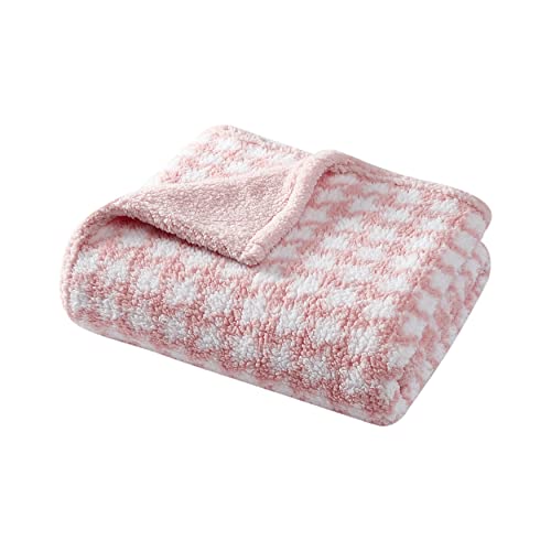 Betsey Johnson- Throw Blanket, Ultra Soft Plush Sherpa Home Décor, Reversible All Season Bedding (Houndstooth Pink, 50 X 60) #TOP11