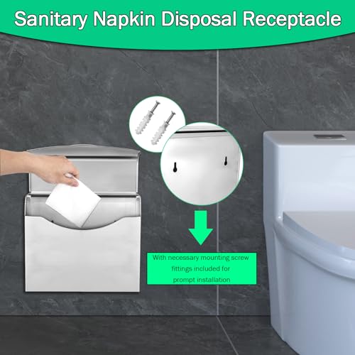 Ivonney TAMPON DISPOSAL BIN Stainless Steel Feminine Hygiene Disposal Container, Commercial Sanitary Products Waste Receptacles thumb #5