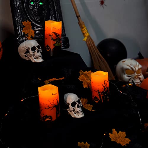 Homemory Halloween Candles, Orange Flameless Candles, Flickering Battery Operated Led Pillar Candles With Remote Timers, For Halloween Decoration, Day Of The Dead, Set Of 3 #TOP3