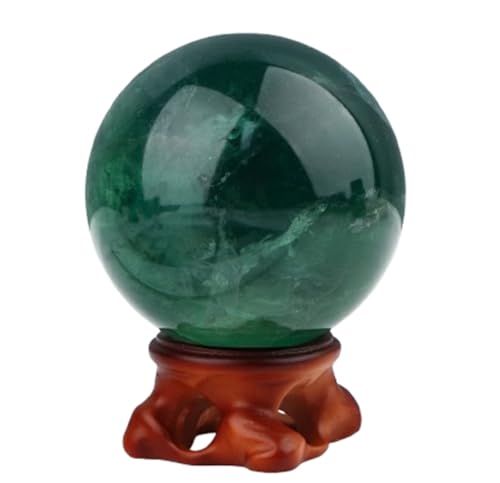 Boule de cristal de fluorine verte polie à la main, minéral de quartz authentique avec socle