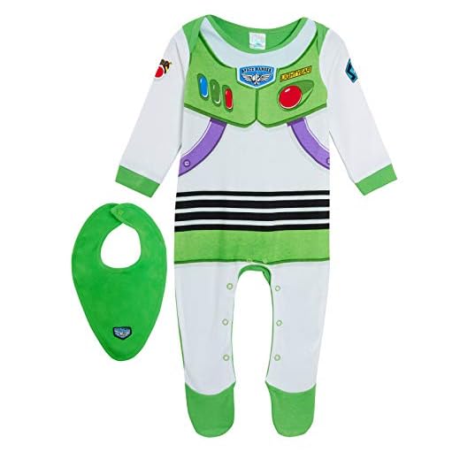 Disney Toy Story 4 Buzz Lightyear - Set de regalo con mono y babero de bandana para niños [12-18 Meses] [Verde/blanco]