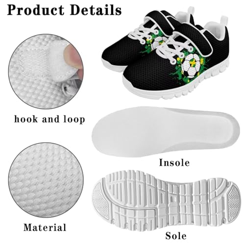 Little Boys Soccer Ball Print Athletic Sneakers Casual Hiking Tennis Fitness Training Strap Shoes4
