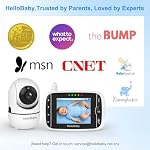 HelloBaby Moniteur bébé, non WiFi pas d'App Baby Monitor avec caméra et audio, télécommande Pan-Tilt-Zoom, vision nocturne automatique, affichage de température, Lullaby, 3.2 pouces IPS Écran