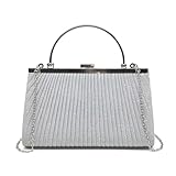 Pahajim Handtasche Damen Klein Clutch Glitzer Tasche Abendtasche Damen Elegante Brauttasche Umhängetasche für Hochzeit Party Date (Silber)