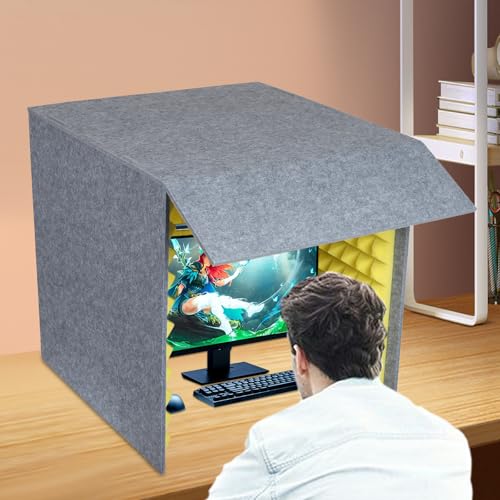 Booth vocal portátil, cubierta de insonorización de escritorio con pantalla absorbente y espuma de alta densidad, reducción de ruido para grabación musical y podcasts (Amarillo) miniatura 4