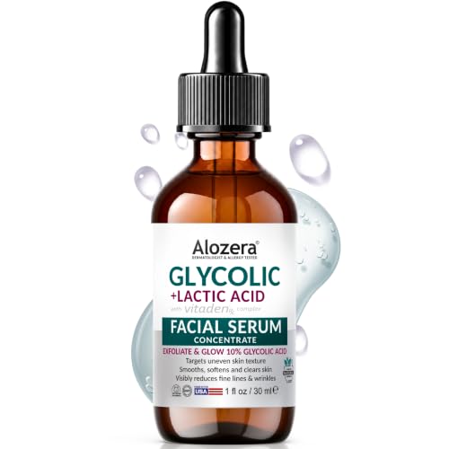 Alozera AHA Serum for Face – Exfoliating Glycolic Acid Serum with Lactic Acid