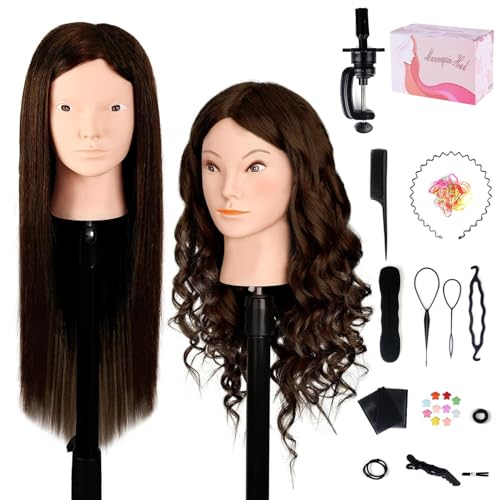Tête de mannequin cheveux humains MYSWEETY 66cm tête d'entraînement coiffure