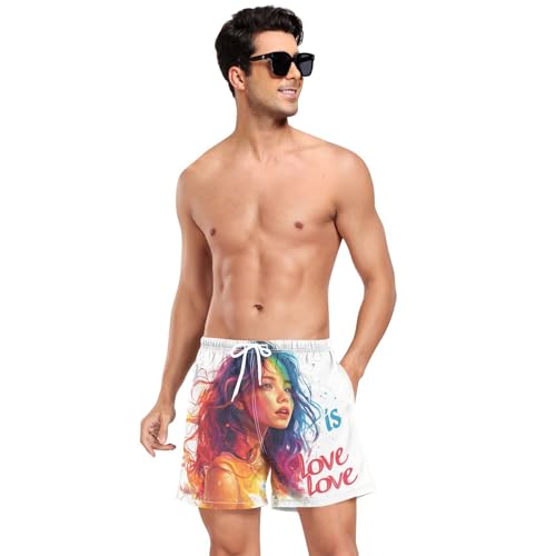 Yuiboo A Pride Month Men's Swimming Trunks Mens 2In1 Workout Shorts with Compression Liner Gym Shorts Quick Dry Multi