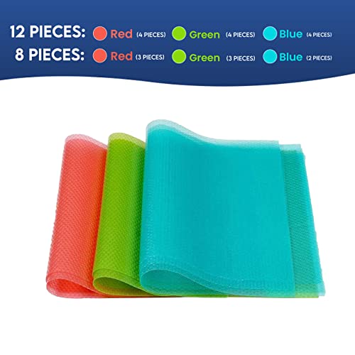 Ragnify Refrigerator Liners Washable, Non-Stick Fridge Shelf Mat Liners For Easy Cleaning & Endurance, Oil-Proof Multi-Purpose In Pleasing Colors (Pack Of 12) #TOP3