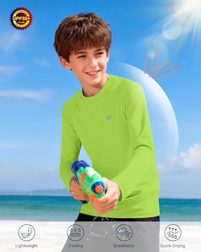 Image of Boys UPF 50+ Swim Shirt Long Sleeve, 1 or 2 Pack Rash Guard Tops