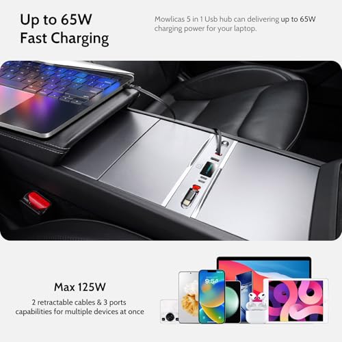 Hub USB pour Tesla Model Y Juniper 2026 chargeur PC 65W - 2