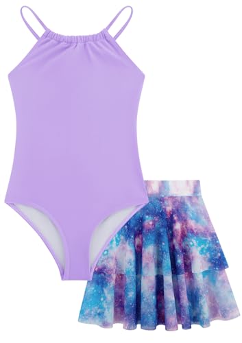 Image of Girls One Piece Swimsuits with Mesh Skirt Tanikini Bathing Suit Swimwear 6-14Y