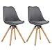 Lot de 2 chaises de Salle à Manger Isidro pivotante Style scandinave Design Nordique avec piétement en Bois Massif, siège Coque rembourré en Tissu Gris