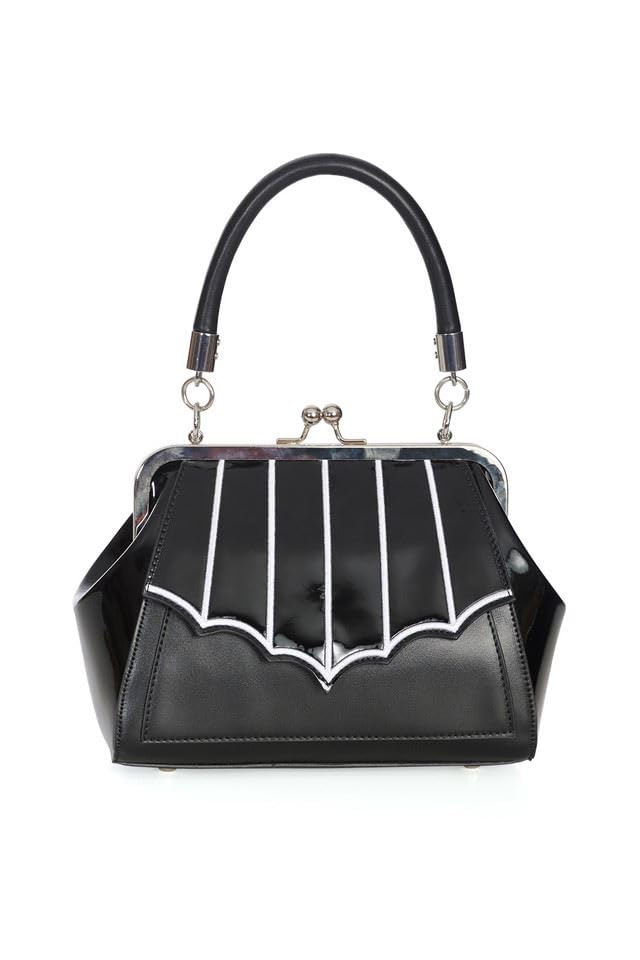 Banned Miss Foxy Bolso de mano de piel sintética estilo gótico retro bolso alternativo de ala de murciélago