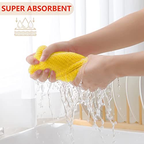 Image of Homaxy 100% Cotton Waffle Weave Kitchen Dish Cloths, Ultra Soft Absorbent Quick Drying Dish Towels, 12 x 12 Inches, 12-Pack, Yellow
