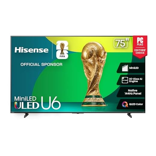 Hisense 75" Class U6 Series Mini-LED 4K UHD Smart Fire TV (75U65QF, 2025 Model) - QLED, Native 144Hz, HDR10+, Dolby Vision IQ, Dolby Atmos, Game Mode Pro, ALLM, Alexa Built in, Black