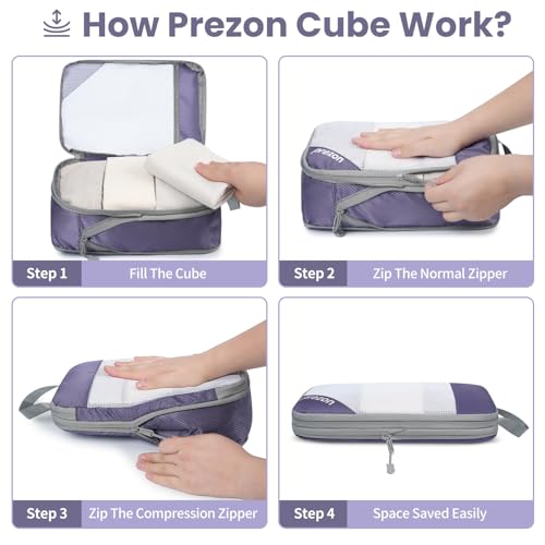 Prezon Versatile 6-Set Compression Hollow Packing Cubes, Full Open Visible Design, Space-Saving And Lightweight, Customized Cationic Material, Portable And Durable Luggage Organizer, Indigo - 5