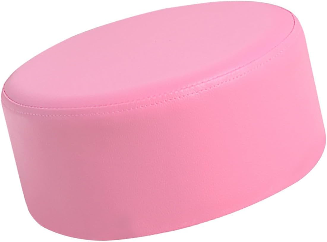 Non-Slip Round Footstool, Pink Pu Leather Small Stool 28x28x13cm Lightweight Step Stool for ’s Bathroom and Home Use