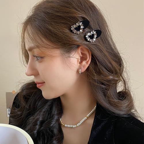 Pinzas para el cabello en forma de corazón con pedrería negra para mujeres y niñas, pasadores para boda y accesorios para el cabello miniatura 4