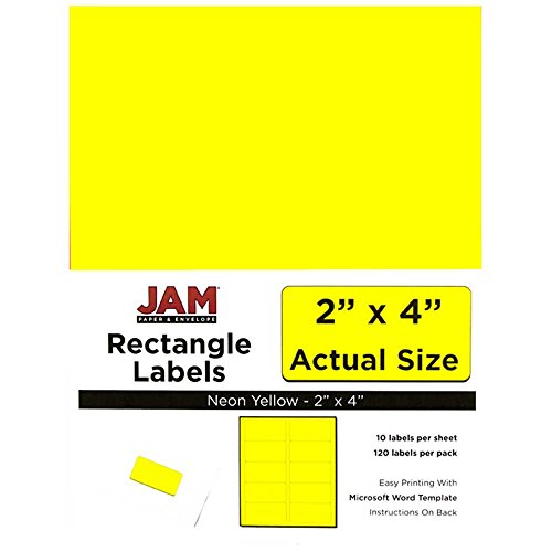 JAM PAPER Shipping Address Labels - Standard Mailing - 2 x 4 - Neon Fluorescent Yellow - 120/Pack