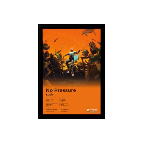 Image of BLINKART logic - No Pressure Wall Photo Frames | Wall Art for Bedroom, Living Room, Studio or Office | Album Cover Print with Spotify Song Link QR Code | Gift for Fans - 8x12 In