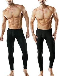 TSLA Men's 2 Pack Thermal Microfiber Fleece Lined Bottom Underwear Long Johns Stretchy