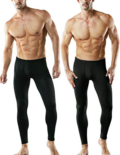 TSLA Men's 2 Pack Thermal Microfiber Fleece Lined Bottom Underwear Long Johns Stretchy