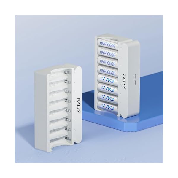 Rechargeable AA Batteries with Charger 8 Pack, 1.2V 3000mAh NiMH AA Rechargeable and 8 Bay Household Battery Charger - Image 5