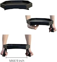 Vista 4 de Mesa con clip para brazo de sofá, bandeja para reposabrazos, soporte para bebidas/control remoto/refrigerios (plástico, negro)