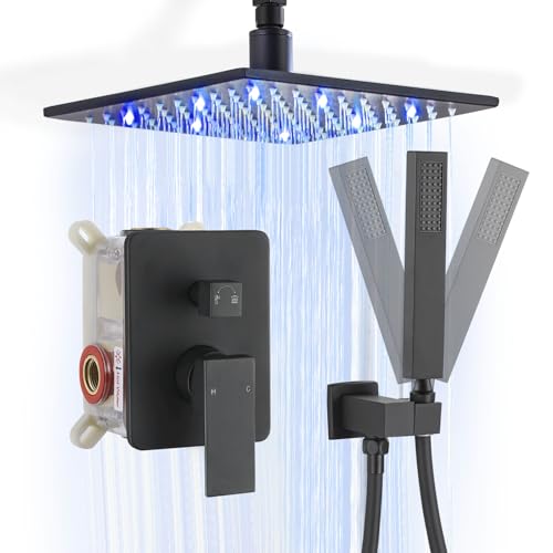 Robinet de douche de plafond noir mat pour rénovation douche italienne