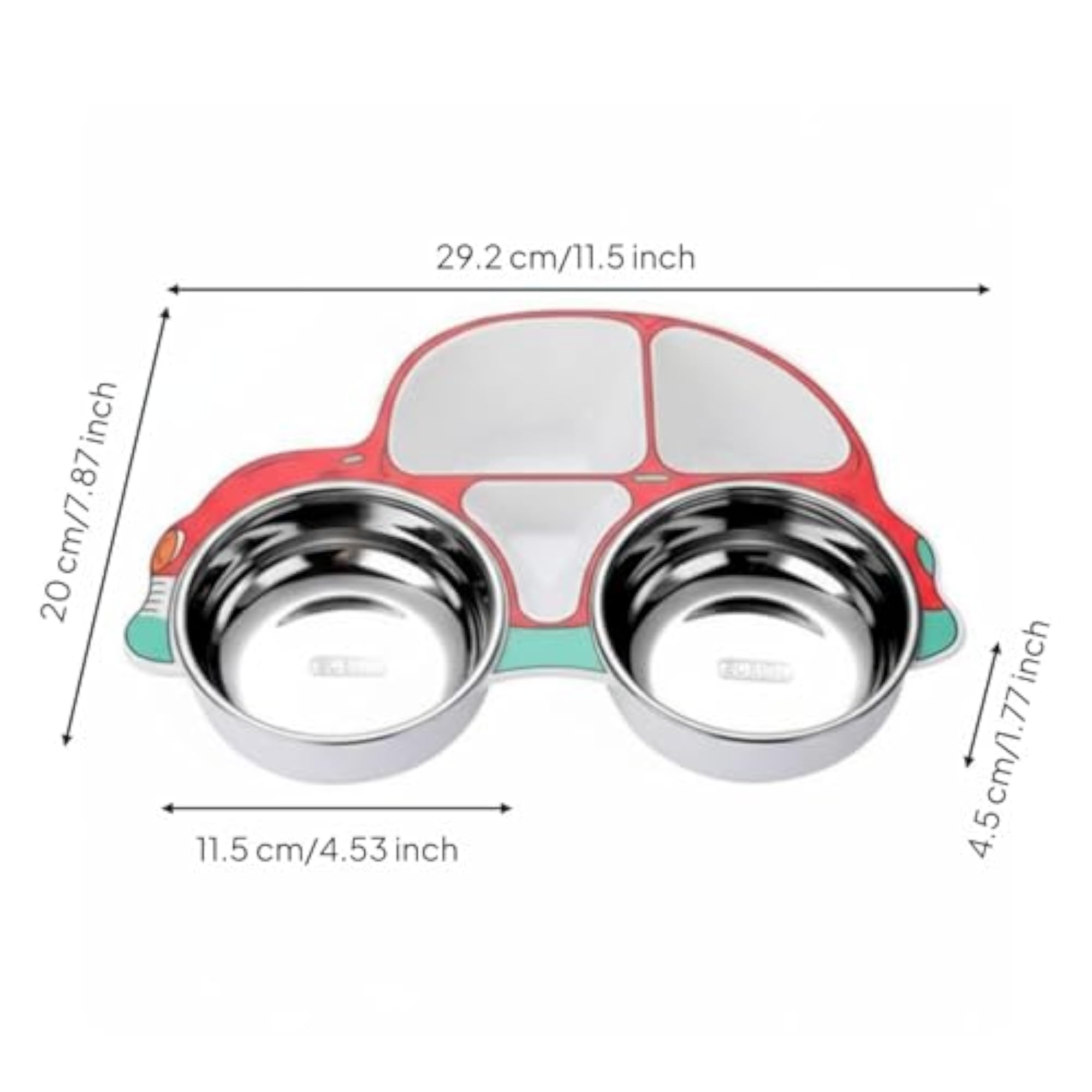 Car Shaped Divided Kids Meal Tray, Red